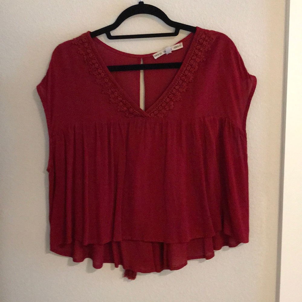 Dark Red, flowy crop top